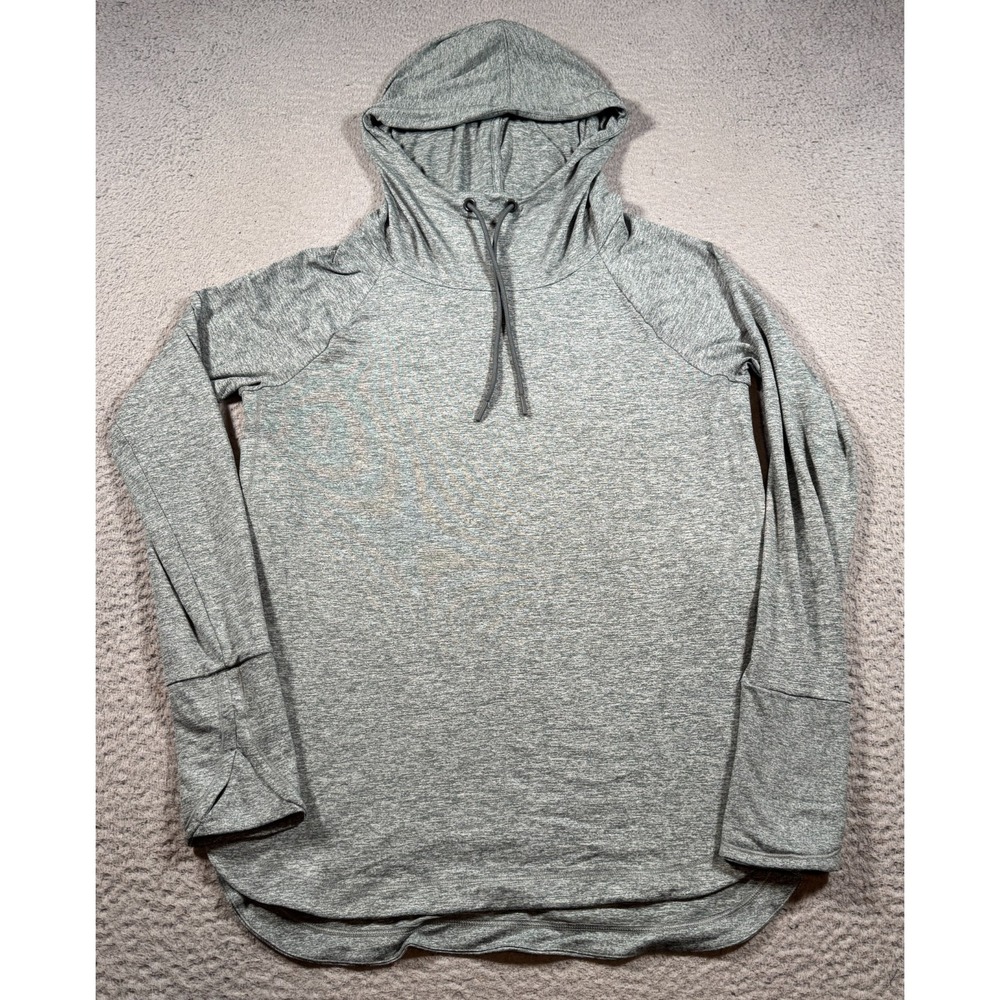 Athleta Uptempo Hoodie Womens Medium Gray Sweatshirt Athleisure Long Sleeve